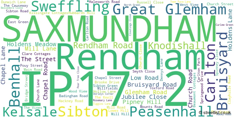 A word cloud for the IP17 2 postcode